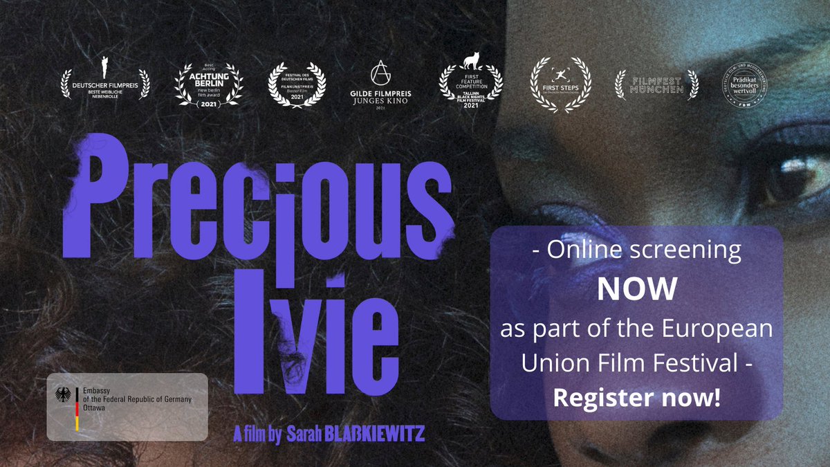 GermanyInCanada's tweet photo. 🚨Join us over the next 48 hours for the online screening of PRECIOUS IVIE, as part of #EUFF21!🚨
This award-winning 🎞️ addresses the always thorny topic of racism through its combo of incredible acting + clever humour.
Its not too late to get your ticket: https://t.co/qKB0kbGUO5 https://t.co/mpnm7nHEca