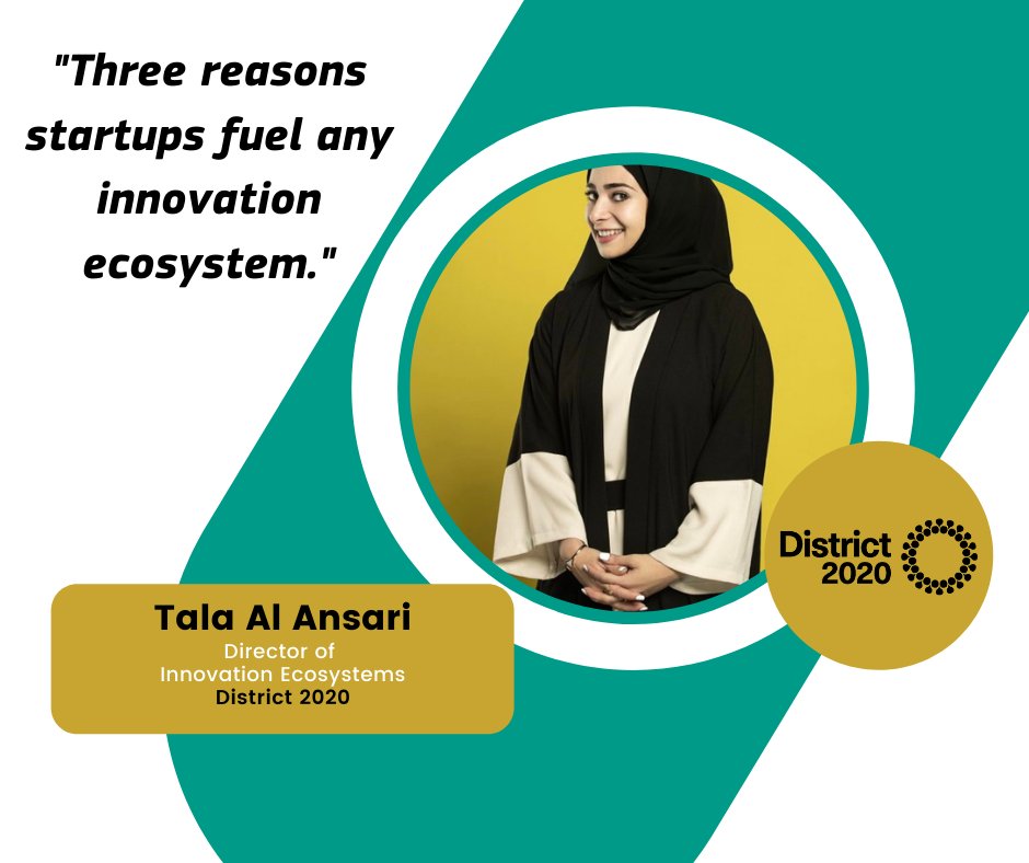 ubiglobal's tweet image. Director of #District2020 Innovation Ecosystem and supporting partner to the Triumph of Innovation impact study and report #triumphstudy, Tala al Ansari shared with us three reasons #startups fuel any #innovation #ecosystem. 

Learn more here! ➡️ bit.ly/3nSvGtv