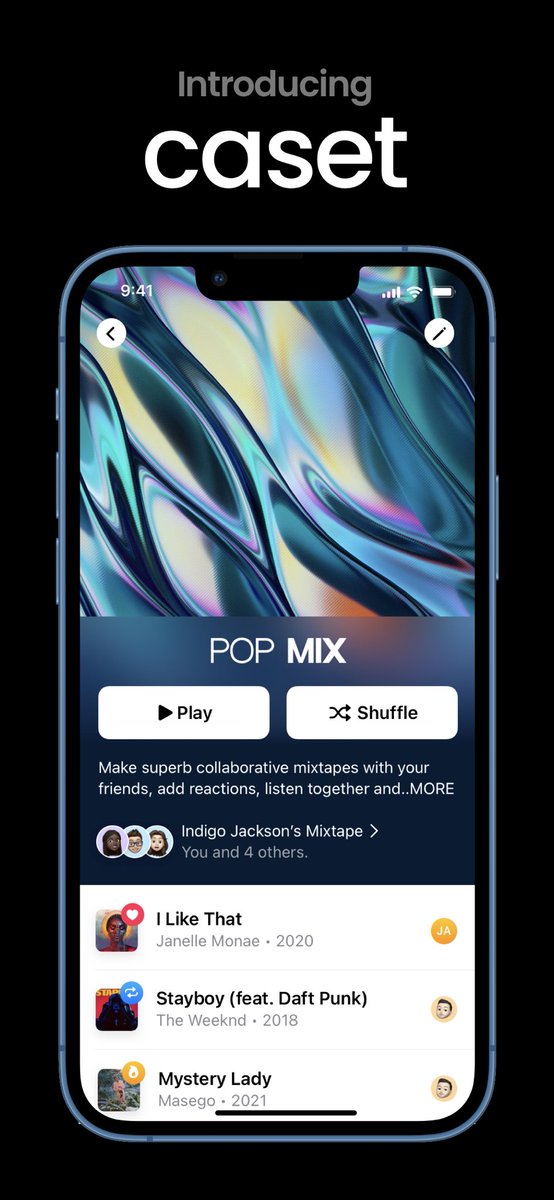 My twitter peeps!

I’m super excited to announce something really cool. 🎉

@CasetApp is a new app for making collaborative mixtapes, invite friends, add tracks and reactions together!  

Public BETA is out today! 👀

Check it out: caset.app/download