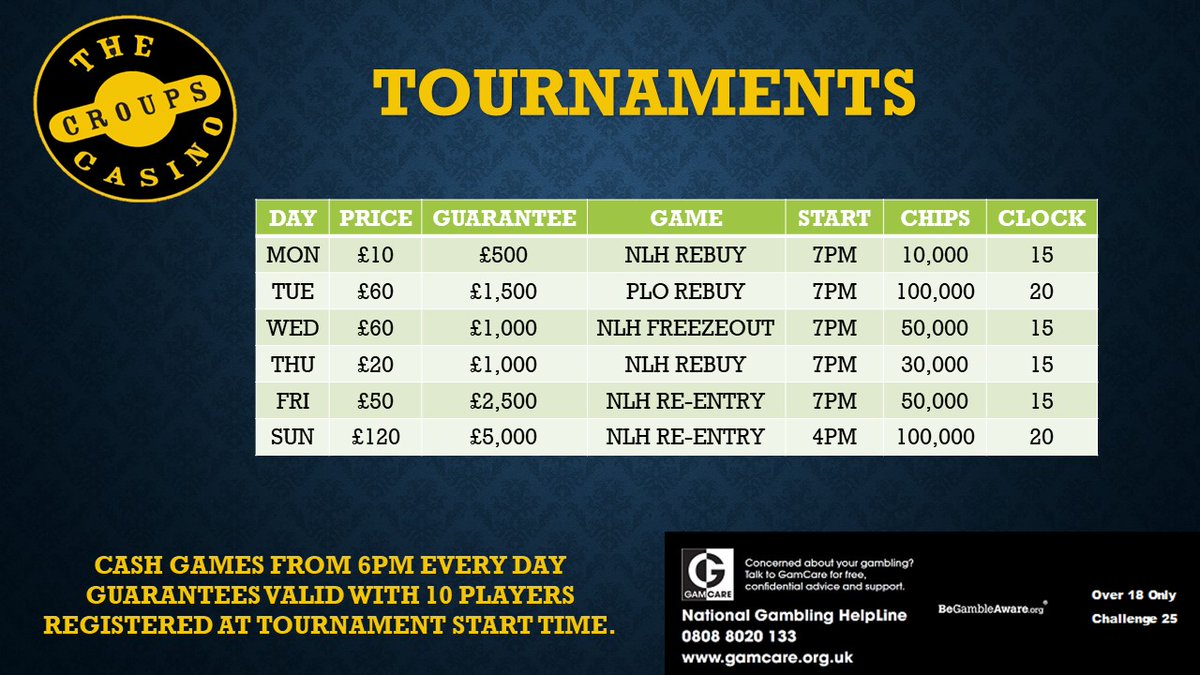 Les Croupiers Poker Schedule: