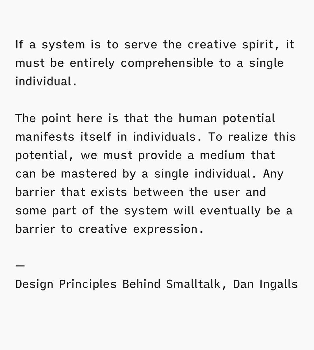 rsms's tweet photo. Profound realization from the Design Principles Behind Smalltalk: https://t.co/vrnRp4kqGt https://t.co/Rie67sid3s