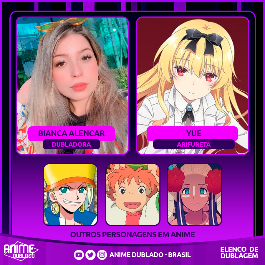 Anime Dublado on X: Bianca Alencar como Yue