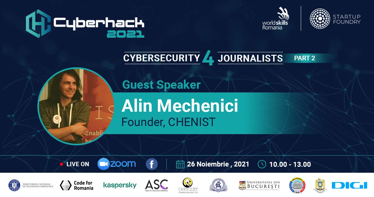 🏨 Ce au în comun hotelurile, aeroporturile, VPN-ul, SSD-urile externe, routerele portabile și autentificarea cu 2 factori? ✈️

Află mâine în cadrul următoarei sesiuni a workshop-ului #CyberSecurity 4 Journalists din cadrul #Cyberhack 2021!
buff.ly/30ZfQo8