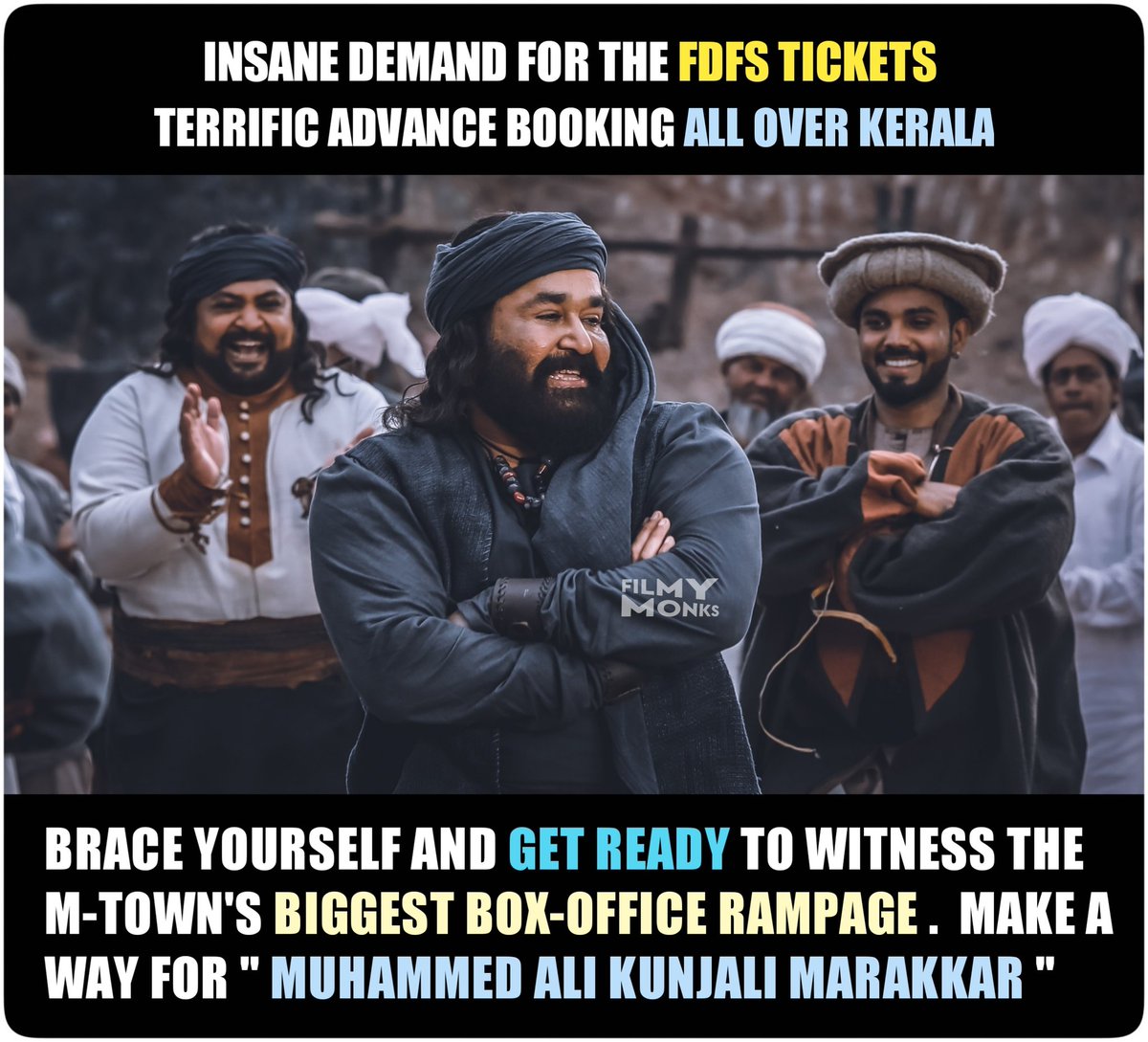 filmy_monks's tweet photo. Extraordinary Advance Booking For #Marakkar 🔥 Get Ready to Witness The Mollywood's Biggest Box-office Rampage! In Theatres from Dec 2 😎

@Mohanlal #Mohanlal 
#MarakkarArabikadalinteSimham #MarakkarLionoftheArabianSea #MarakkarFromDec2 https://t.co/KIWVtQoR1E