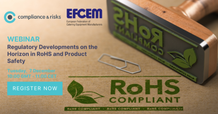 EFCEM_EU's tweet photo. Join us for a webinar on Regulatory Developments on the Horizon in RoHS and Product Safety, Tuesday, 7 December 2021 
10:00AM GMT / 11.00AM CET. Find out more and register here: https://t.co/0gxot21e95 

#FEAuk #EFCEM #ROHS #ComplianceAndRisks https://t.co/2IiXb4C0kz
