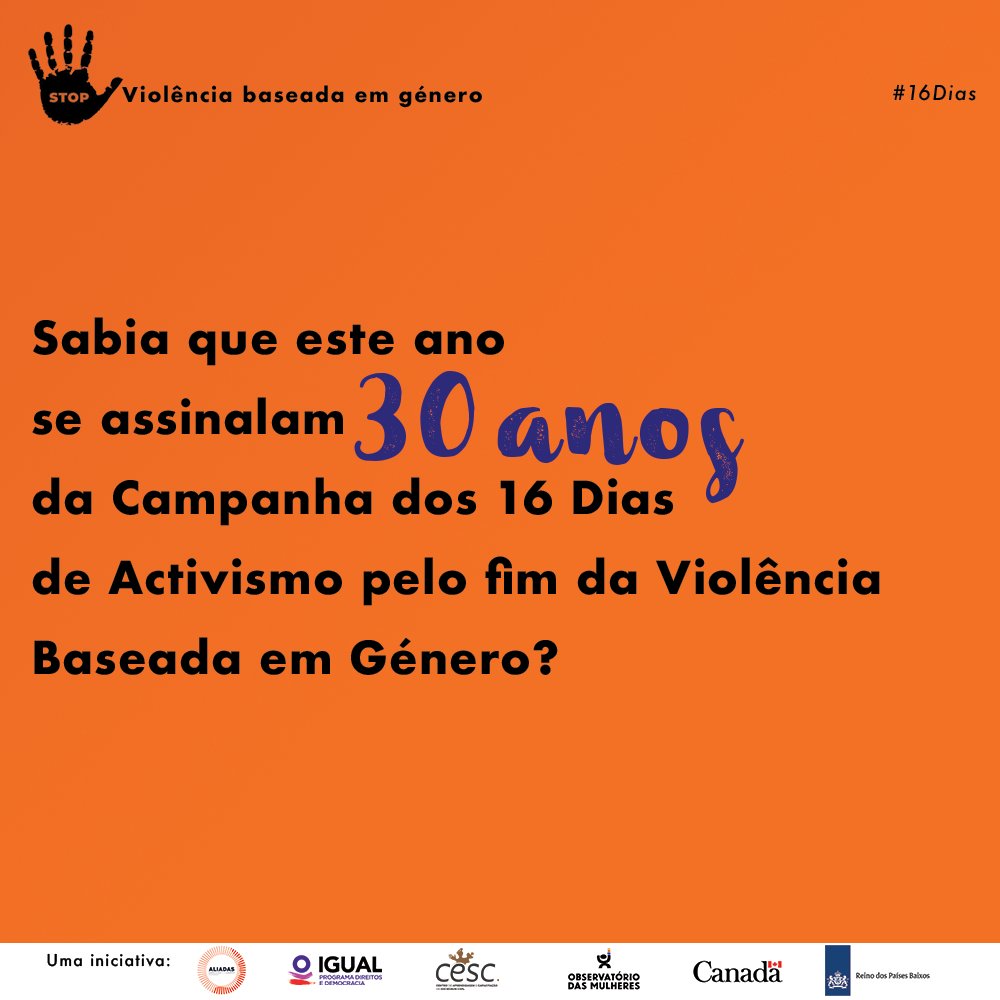 WVL_ALIADAS's tweet photo. A Campanha dos 16 Dias de Activismo foi iniciada pelo Instituto de Liderança Global das Mulheres, em 1991. Esta é uma mobilização global para a prevenção e a eliminação da violência contra as mulheres e raparigas.
#16Dias #16Days #STOPViolencia #OrangeTheWorld #30YearsOfActivism https://t.co/wwpkHeM1qi