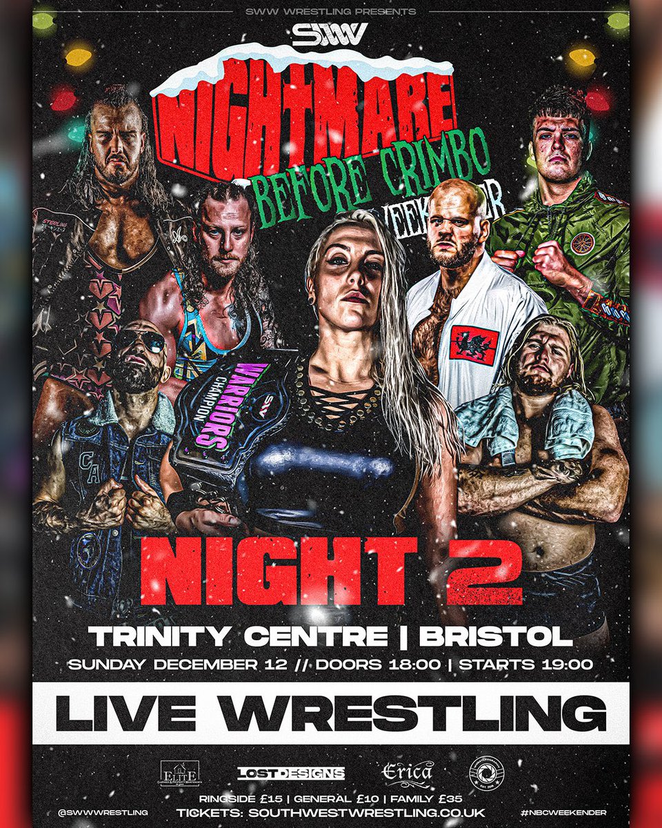 JollyTheBear's tweet photo. Not long now until @swwwrestling presents their awesome #NBCWeekender event as they’ll continue to showcase some fantastic #wrestling talent.
🗓 Night 1 Dec 11th | Night 2 Dec 12th
🎟 https://t.co/7rCFAuQZNM
#supportwrestling #britwres https://t.co/v4LjqYhadq