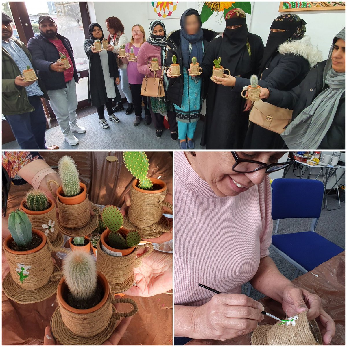 arts2healUK's tweet photo. In today's #learningenglishtogether social mixing group we combined the discussion of nature &amp; protecting the environment with making upcycled planters. Brill session and 😋 food! The nature sound lotto game was such a laugh too! 😂😂
@LearnEnglishBwD @BwDAdultLearn #esol https://t.co/qOICI2d9cn