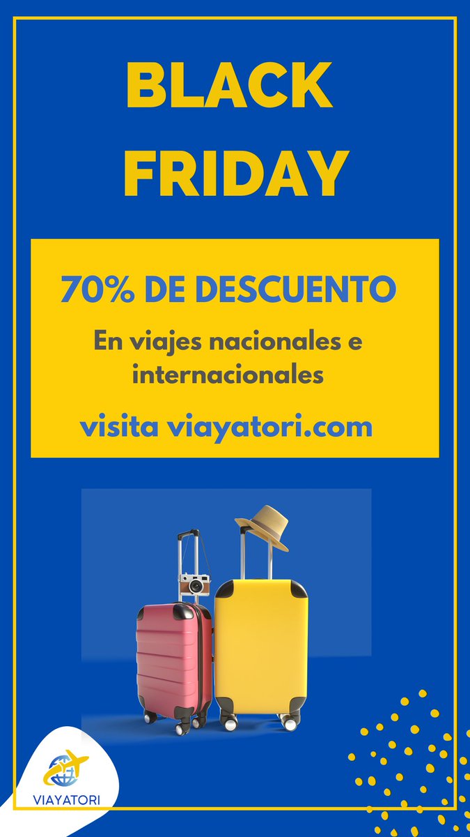 viayatori's tweet photo. Listos y preparados para las promociones del Black Friday. ¡NO TE LAS PIERDAS! 😎✈️ https://t.co/GPF4lNIuGE