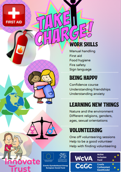 TakeChargeIT's tweet photo. Check out Take Charge's new, accessible poster that will be used to advertise the project to potential participants! #EUFundsCymru @WCVA_AIF @WCVACymru https://t.co/9marir5iF9
