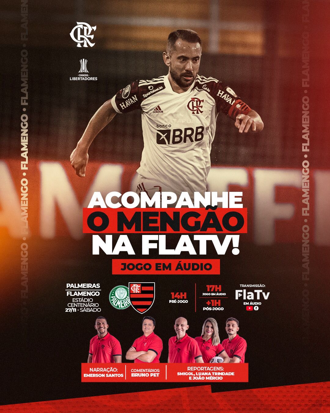 تويتر Flamengo على تويتر Ta Chegando A Decisao Nacao Sabado As 17h O Mengao Enfrenta O Palmeiras Na Finalissima Da Conmebol Libertadores E A Flatv Transmite Em Audio O Pre Jogo Com