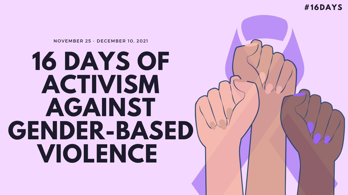 Today marks day one of #16Days of Activism; a time to reflect and speak up about #GenderBasedViolence. For the next 16 days, I will be tweeting about gender-based violence and how you can make a difference.