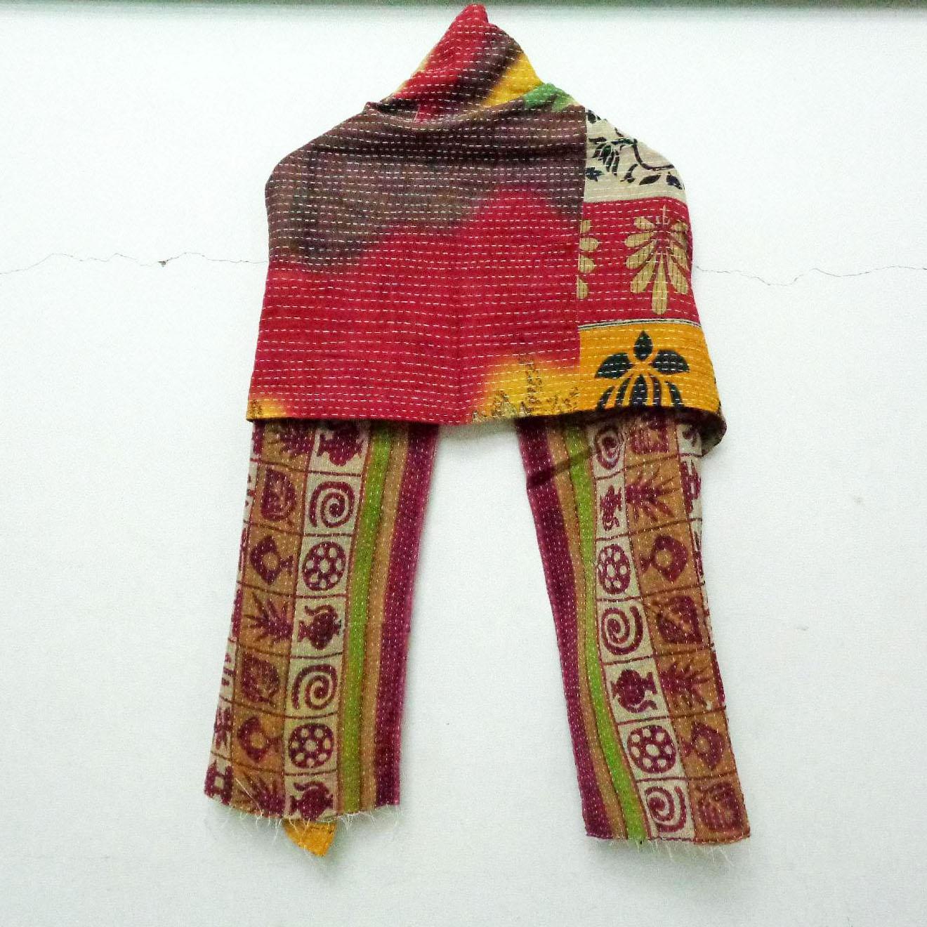 New Indian Cotton Kantha Fashion Scarf Reversible Bohemian Handmade Gypsy Band SK26