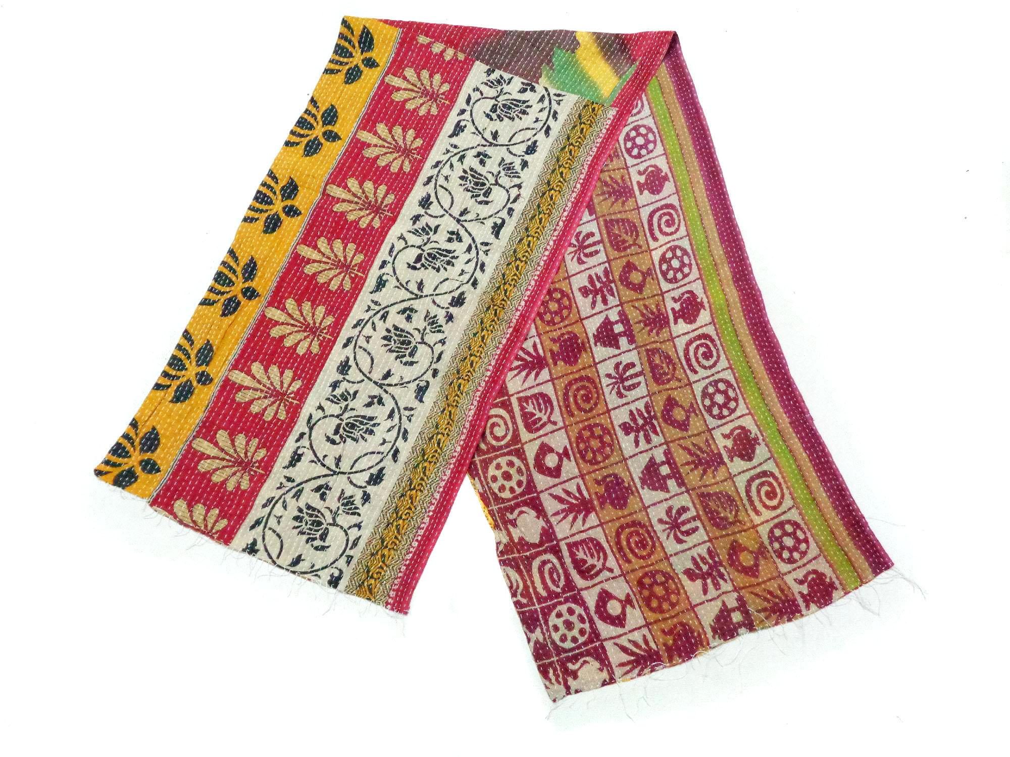 New Indian Cotton Kantha Fashion Scarf Reversible Bohemian Handmade Gypsy Band SK26