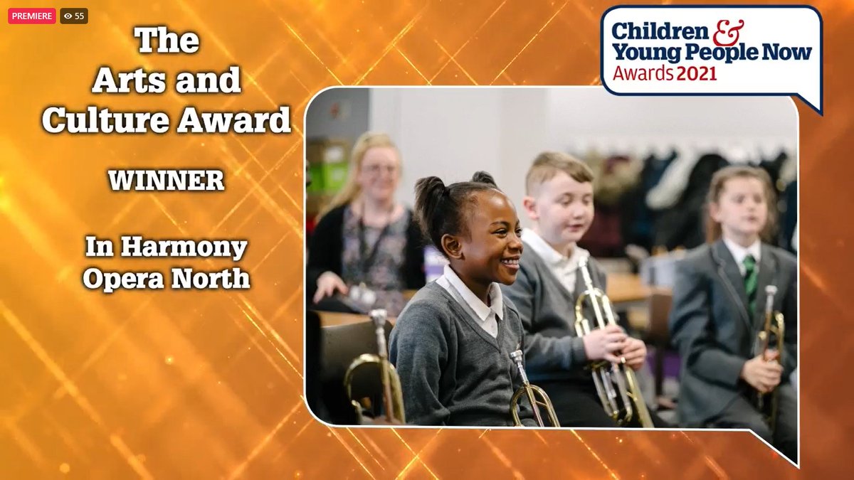 Opera_North_Ed's tweet photo. Thank you so much @cypnow! We are delighted to have won the Arts and Culture #CYPNowAwards 2021 for the work we do in partnership with our #InHarmonyON schools. 🥳 https://t.co/WNKUfe0RE6