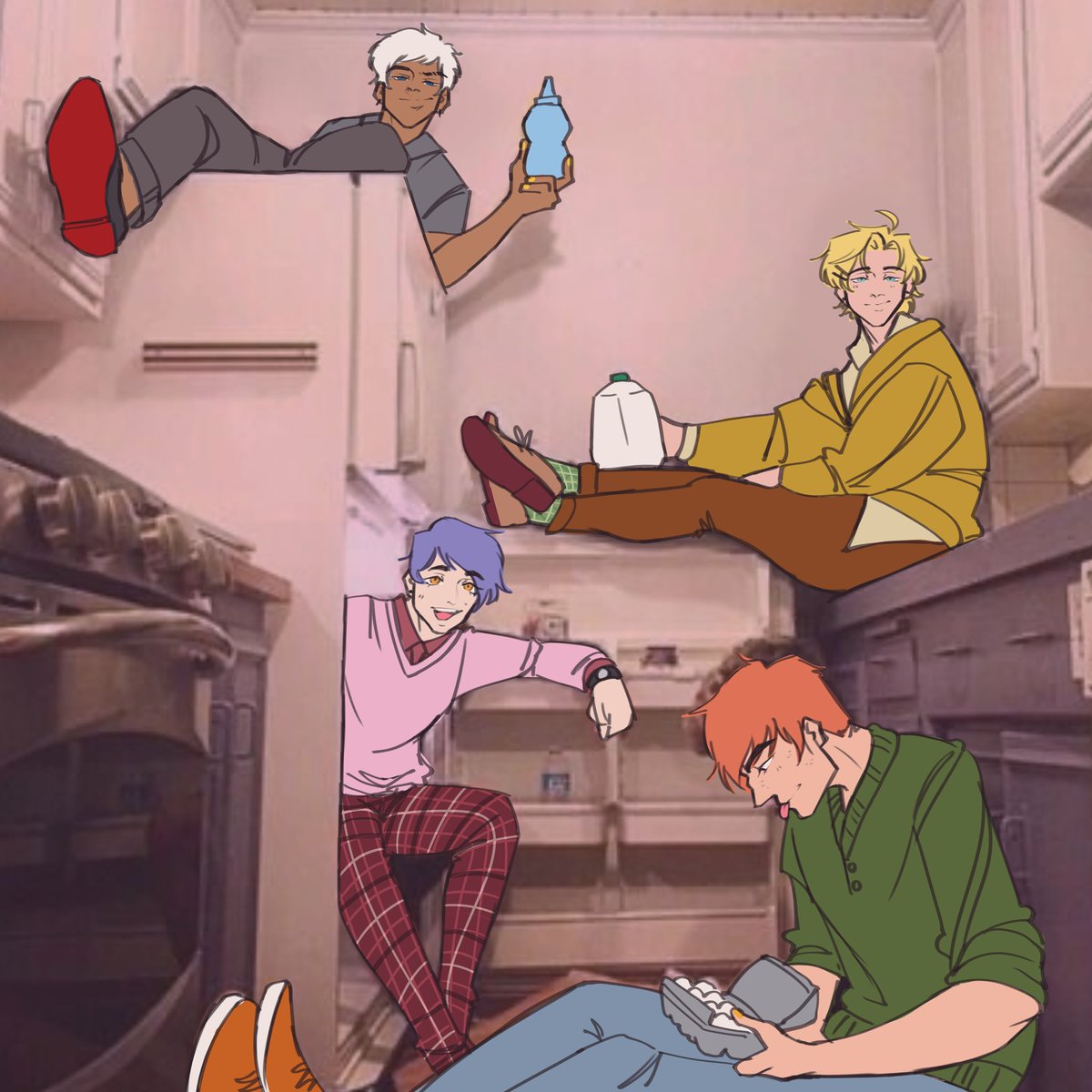 HeartfulCakes's tweet photo. A very Devildom “Thanksgiving(?)” 🦃🥐🥂
#obeyme #obeymefanart https://t.co/phk62zBY3t