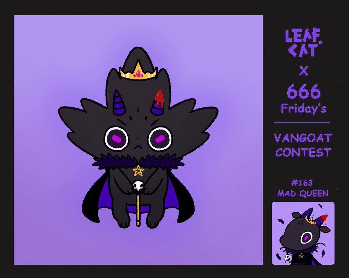 ✨SPECIEL DROP✨
LEAFCAT x 666 Friday's Goat🏆
Van Goat : Art Contest🎨
on Polygon
opensea.io/assets/matic/0…

Thank you for event😍 <a href="/unihog_butt/">Unihog</a> 
#Vangoat #666Friday #NFT #NFTTHAILAND #nftcollectors