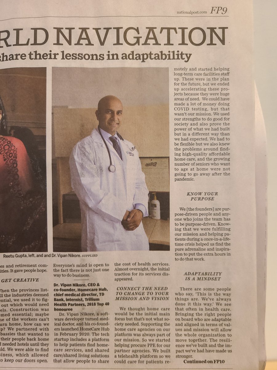 Vipan Nikore (@drnikore) on Twitter photo Thanks to the <a href="/nationalpost/">National Post</a> for this piece on how <a href="/Homecare_Hub/">Homecare Hub</a> adapted as a startup through the pandemic, and survived to now fulfill our mission of providing innovative Shared Living & Care solutions for seniors (homecarehub.com/shared-living). Article here: financialpost.com/sponsored/busi… Thanks to the <a href="/nationalpost/">National Post</a> for this piece on how <a href="/Homecare_Hub/">Homecare Hub</a> adapted as a startup through the pandemic, and survived to now fulfill our mission of providing innovative Shared Living & Care solutions for seniors (homecarehub.com/shared-living). Article here: financialpost.com/sponsored/busi…