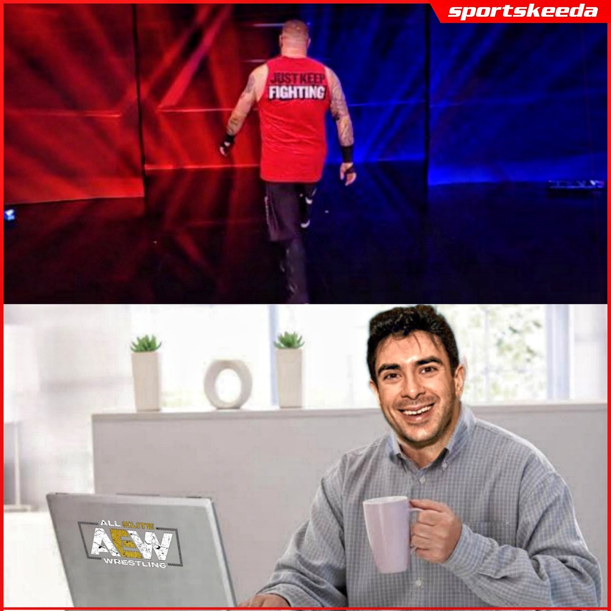 SKWrestling_'s tweet photo. When you realize Kevin Owens recently "walked out".

#WWE #SurvivorSeries #TonyKhan #AEWDynamite #AEW #RawVsSmackdown #RAW #SmackDown https://t.co/k9D1z963ki