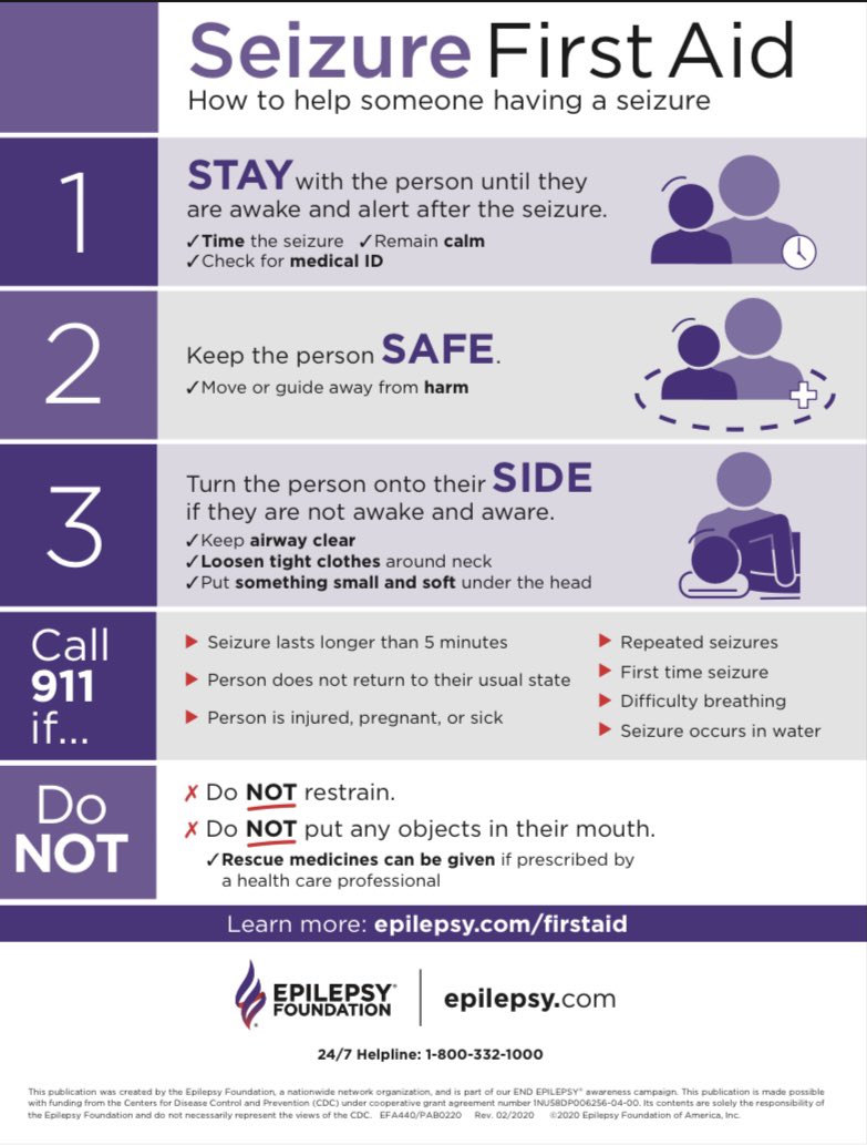 ka_tornay's tweet photo. @Flagsam @karenkho This seems like a good post to drop the @EpilepsyFdn seizure first aid guide. You can help save a life 💜 November is #EpilepsyAwarenessMonth also https://t.co/JsKIExohZf