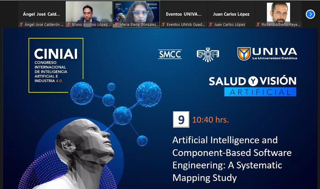 lis_uv's tweet photo. El #EstudianteLIS Bruno Antonio Lopez está realizando su ponencia "Artificial Intelligence and Component-Based Software Engineering: A Systematic Mapping Study" en el CINIAI. https://t.co/4RJGQ2t3oc