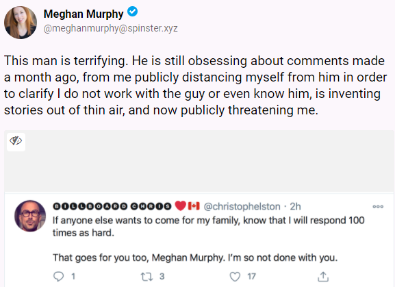 AidanCTweets's tweet photo. Isn't it curious that JK Rowling tweets about gender critical women being put in danger, and yet a year ago when Meghan Murphy said a gender critical man, who raised 10s of thousands in JK Rowling's name, was untrustworthy, terrifying, and threatening her, Rowling said nothing? https://t.co/6ZSQmhkdpL