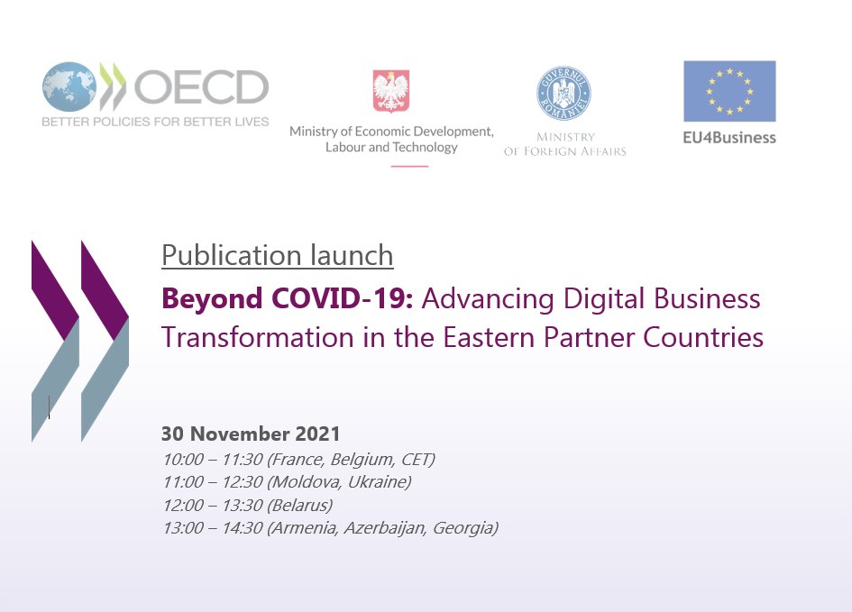 OECDeurasia's tweet photo. 💡 How to boost the #digitaltransformation in #EasternPartner countries? 🇦🇲🇦🇿🇧🇾🇬🇪🇲🇩🇺🇦
🚨 Our upcoming report provides options for policymakers to accelerate SME digitalisation.
🔎 Join the discussions next Tuesday at our high-level launch event 👉 https://t.co/aN11QLhLuK https://t.co/Om5NcNFxBM