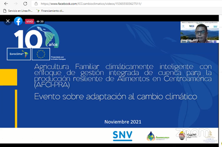 SNVCAMERICA's tweet photo. El coordinador del proy. #AFCIPRA comparte en  panel de expertos en webinar: Adaptación al #CambioClimatico en sistemas agroalimentarios: Experiencias y lecciones aprendidas en Centroamérica, organizado por el Instituto Privado de Investigación sobre Cambio Climático de Guatemala https://t.co/DxhPYfGzgJ