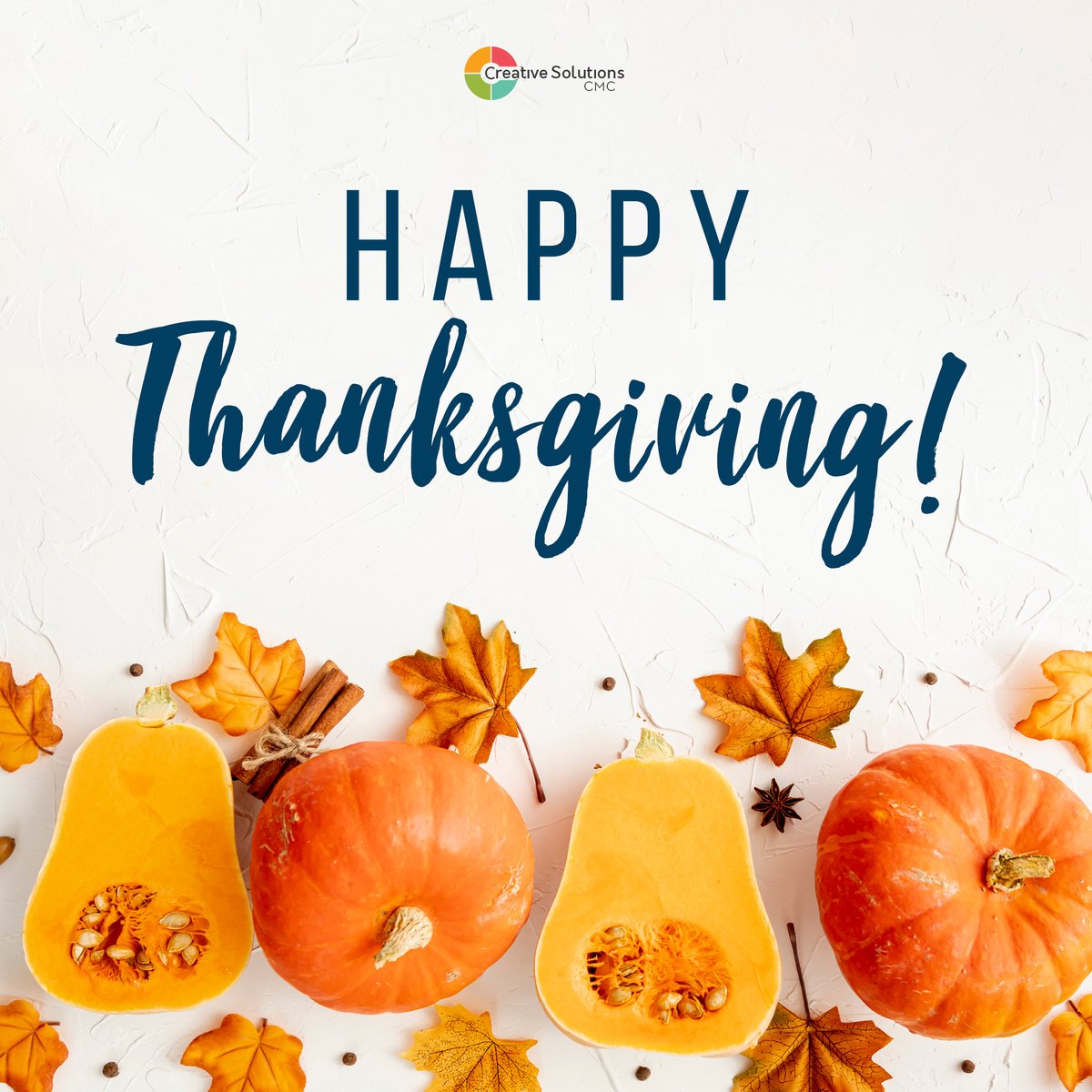 cmc_getcreative's tweet photo. Happy Thanksgiving from all of us at CMC!

#HappyThanksgiving2021 #ThanksgivingDay #greatful #givingthanks #creativesolutionscmc https://t.co/iG69Nfw7Fd