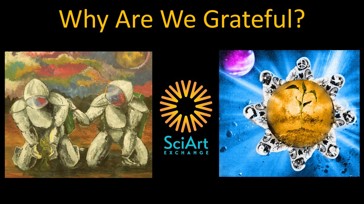 SpaceArtSAE's tweet photo. #ThankYou to all! We love sharing stories, and when we have a powerful “exchange” of #science and art, we can do great things! #HappyHolidays to participants & supporters alike. #SciArt #Thanksgiving #Gratitude Images: Goud & Buyukkaya #HumansInSpaceArt #Youth #Art #Competition https://t.co/K5uVqJq8GN