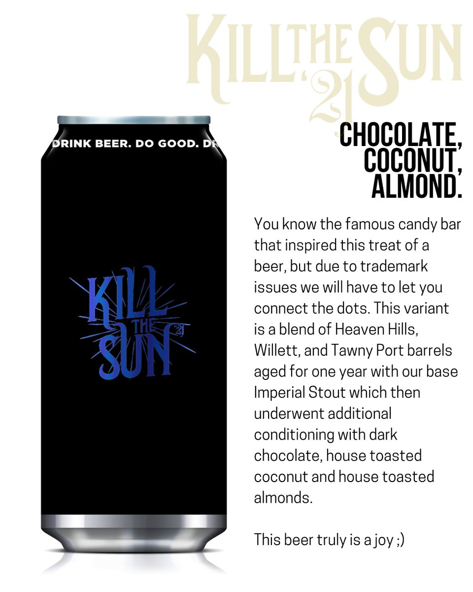 ExNovoBrew's tweet photo. ✨Kill The Sun 2021✨ Variant Announcement
Which are you most excited to try?!
Pre-Sales Open tomorrow at 12:00pm PST at https://t.co/1jdcbcJhxC
#exnovo #exnovobrewing #drinkbeerdogood #killthesun #barrelaged https://t.co/15Fe6Z155Y