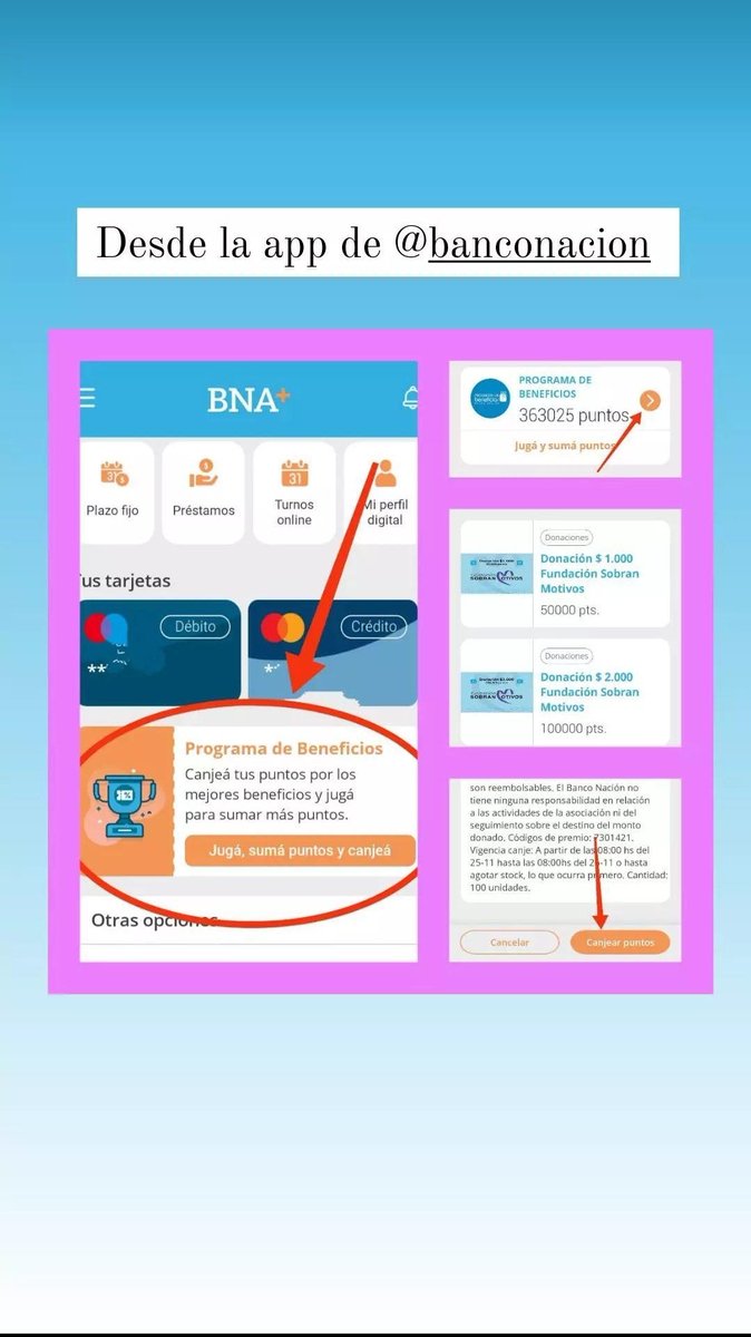 Podés canjear tus puntos por donaciones a través de BNA+!