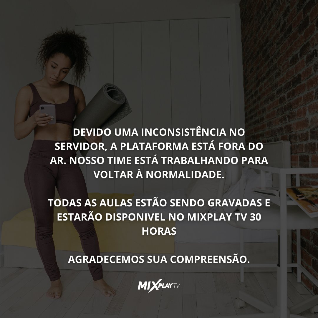 mixplaytvonline's tweet image. 👉 Voltaremos aqui para comunicarmos quando estiver tudo normal.

#mixplay #treino #fitness #aulasonline #aovivo
