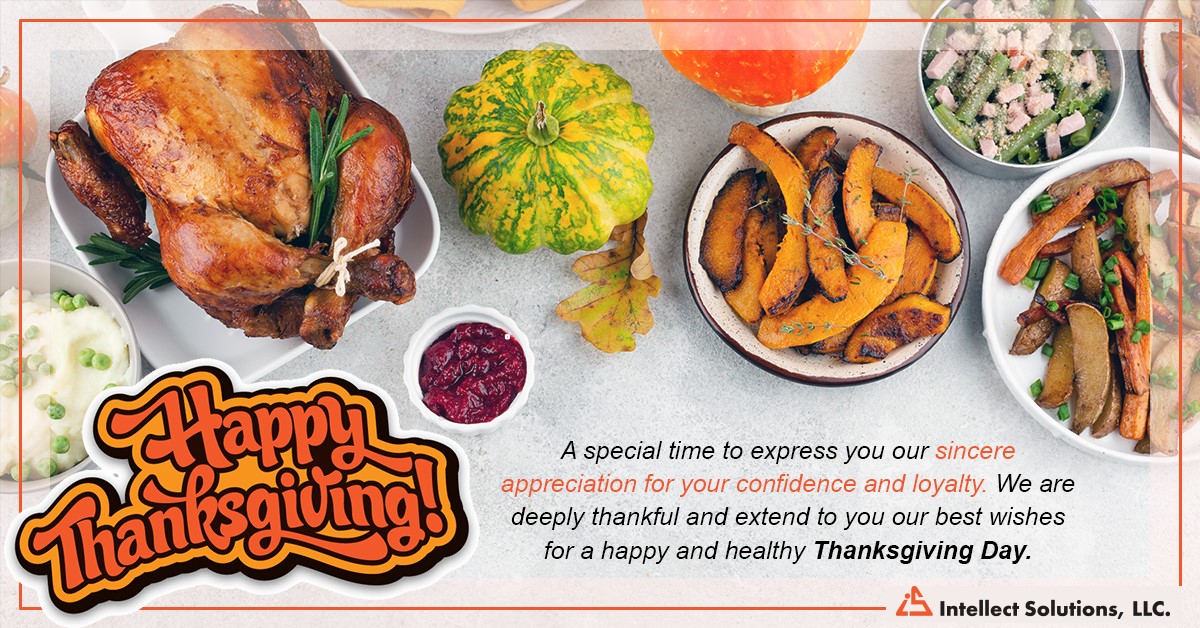IntellectSolut2's tweet photo. Every day, we count our blessings that we have you as part of our work family. We want to thank you not only for being an amazing human being on the job but also off the job. We wish you a happy Thanksgiving that is filled with love, hope, and blessings! #thankyou https://t.co/2WN8irnrdV