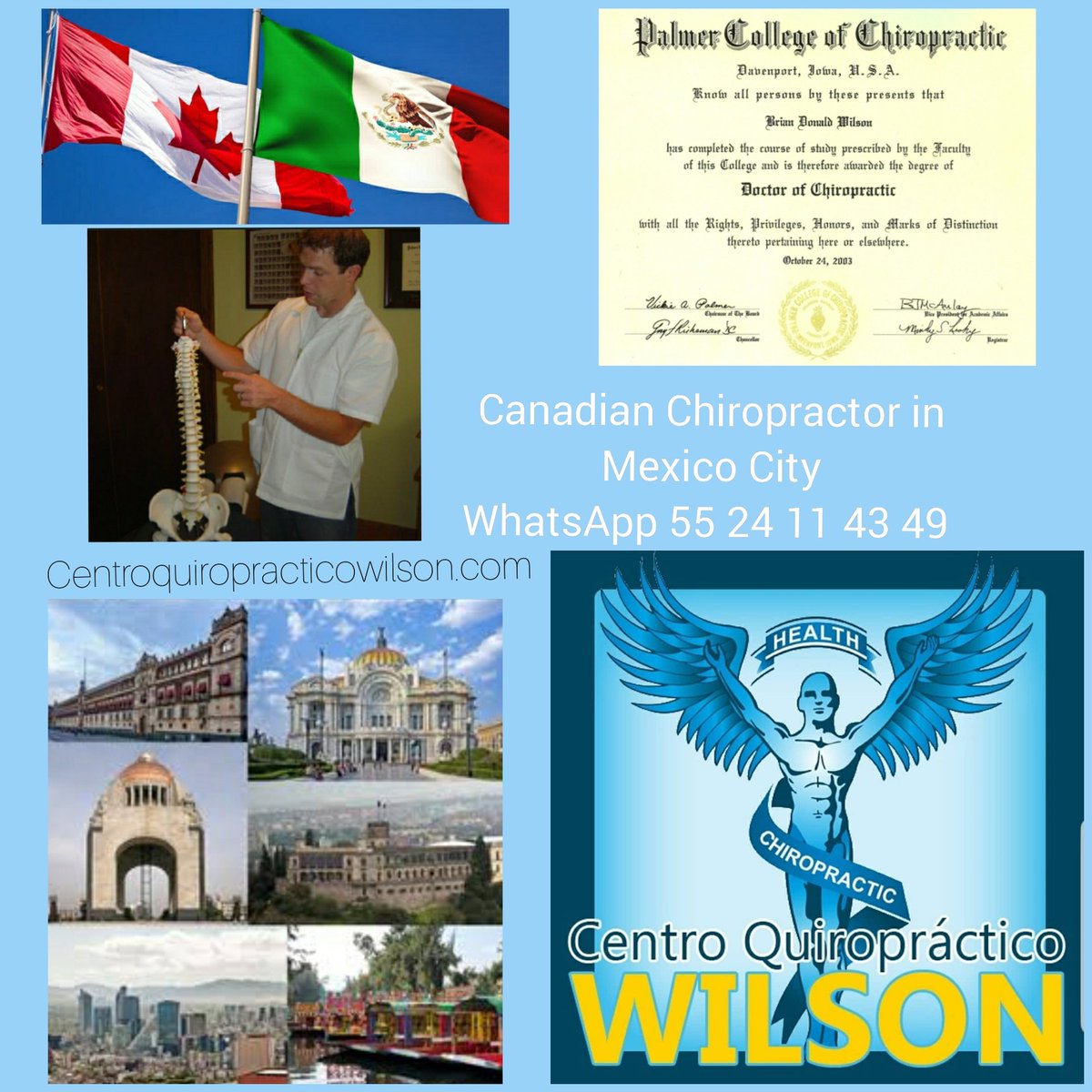 CQuiroWilson's tweet photo. Professional personalized attention with Dr. Wilson,  a Canadian Chiropractor in Mexico city.
#Chiropractor #Chiropractic #MexicoCity
https://t.co/bKb9ZjGg2i 
Call (55) 24 11 43 49

2 locations in Mexico city 
#Wellness #healthcare https://t.co/bJRqpZuFUT