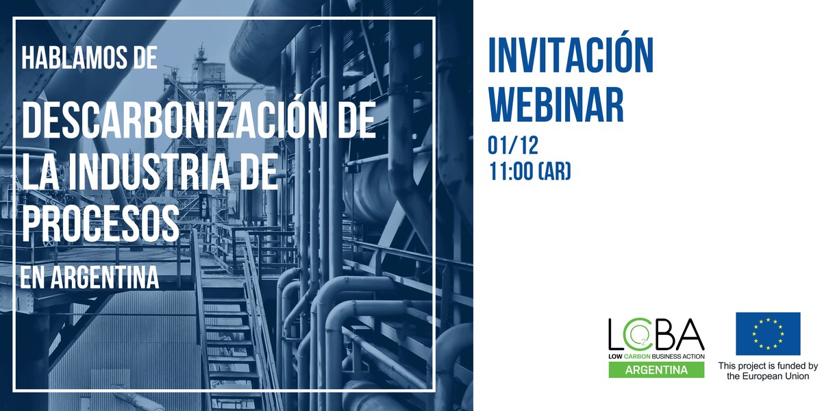 ¿Cuáles son los retos y oportunidades para la #descarbonización de la industria de procesos en #Argentina?
💡En el próximo #webinar presentaremos tecnología europea de vanguardia. ​
​
📅 01/12
⏰ 11:00 (ART); 15:00 (CET)
🗣️ EN/ES Traducción simultánea
bit.ly/30WgJNS
