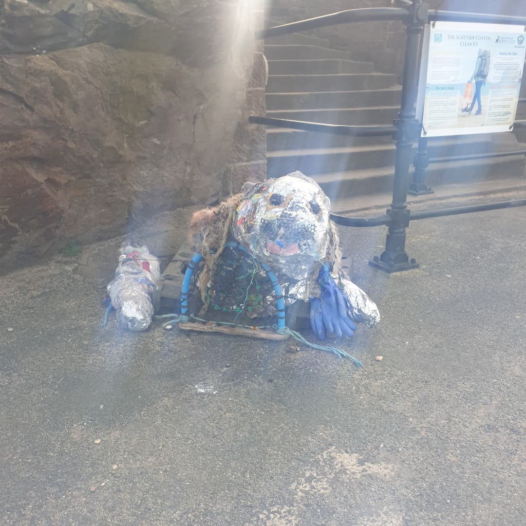 #Kairos the #Seal was made out of #litter collected during the Big #Beach Clean in 2021, by local #artist Julia Barnes.

#recycle ♻️ 
#Reduce ⬇️
#Reuse ♻️
#Think before you flush 💭