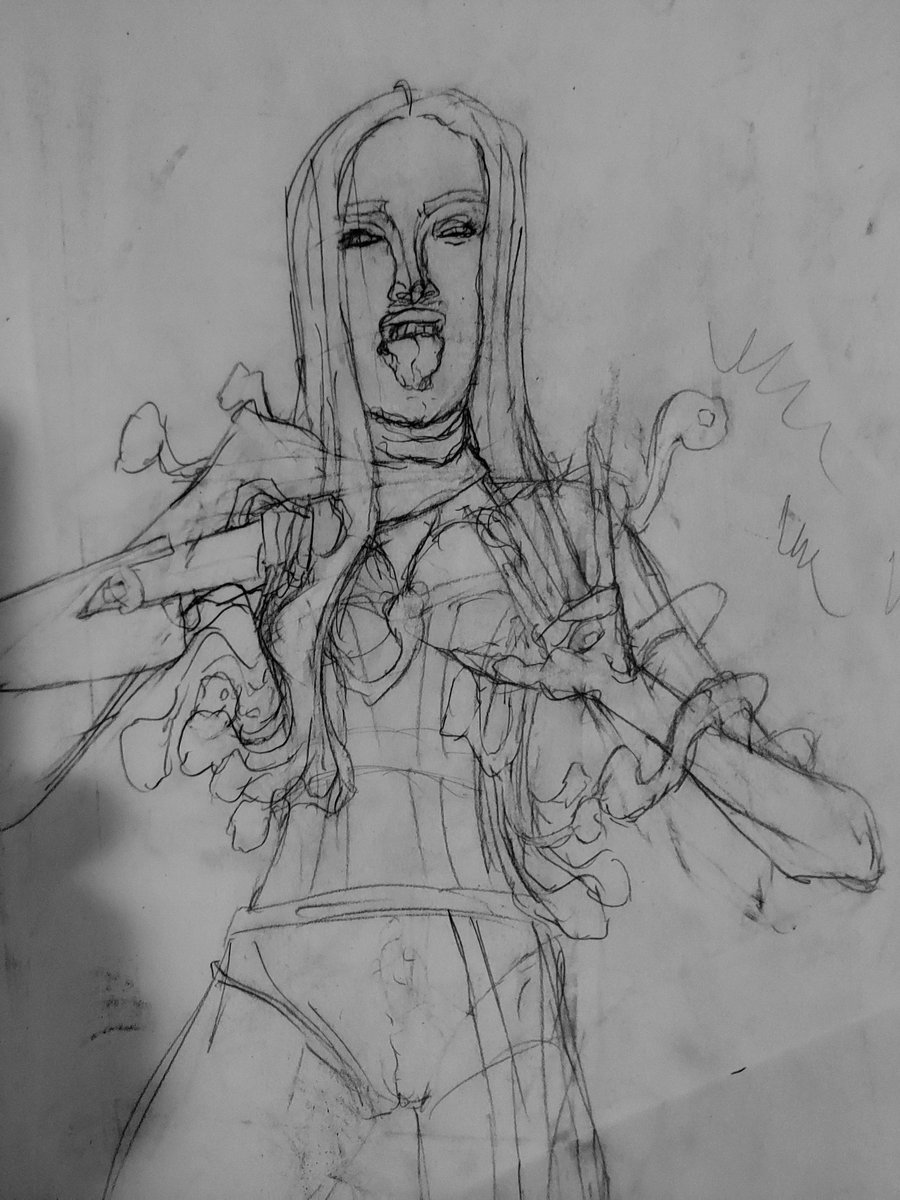 RayMCarney's tweet photo. Sketch for princess of swords
Pencil on paper
#princessofwands
#sketchbook
#medusa
#cardib
#snakes
#tongue
#raymcarney
#lowbrow
#hibrow
https://t.co/zMOI5DsvRq https://t.co/DVS1NtzJuq
