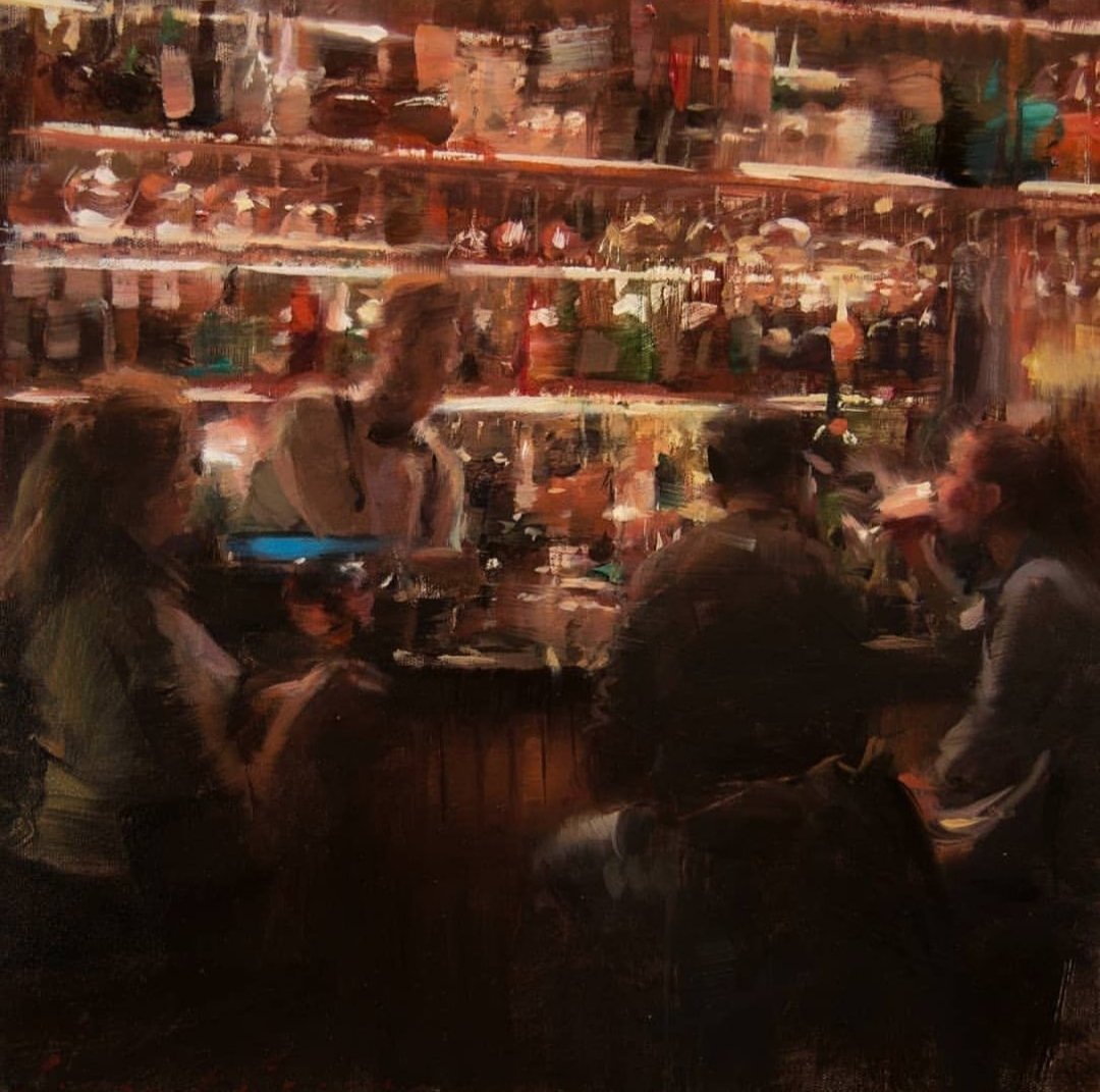 OctopodArt's tweet photo. Empresyonist ressam Simon Pasini en çok da eserlerindeki ışık kullanımı ile dikkat çekmektedir..Tıpkı "Neon Bar" adlı sıcak renklere ve sıcak atmosfere sahip bu tablosunda olduğu gibi..Duvar kenarındaki bir masa yerine bar tezgahında yapılan sohbetler daha samimi...
#simonpasini https://t.co/lhvPM7ucc5