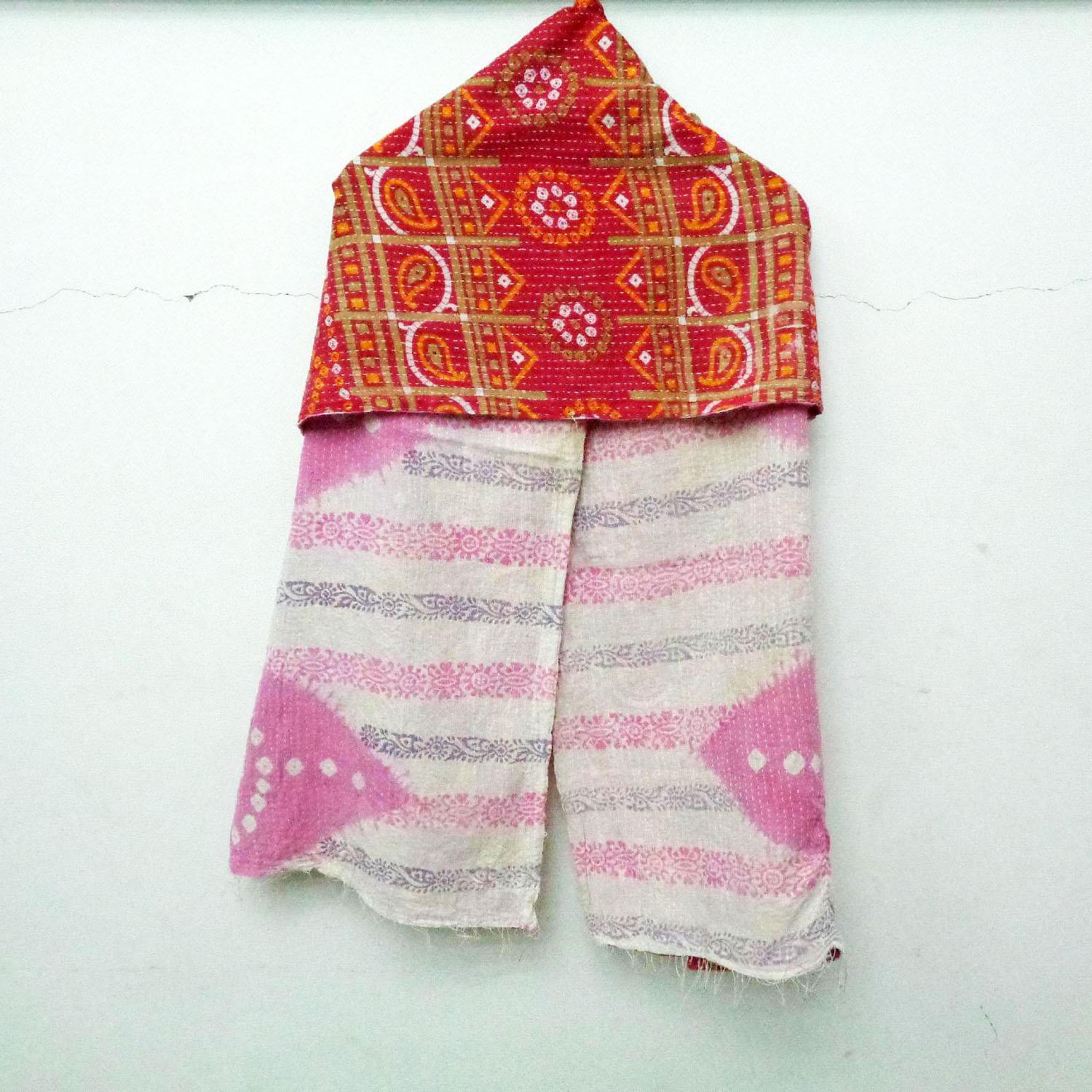 Cotton Kantha Scarf Head Wrap Stole Dupatta Collar Neckerchief Scarves SK42