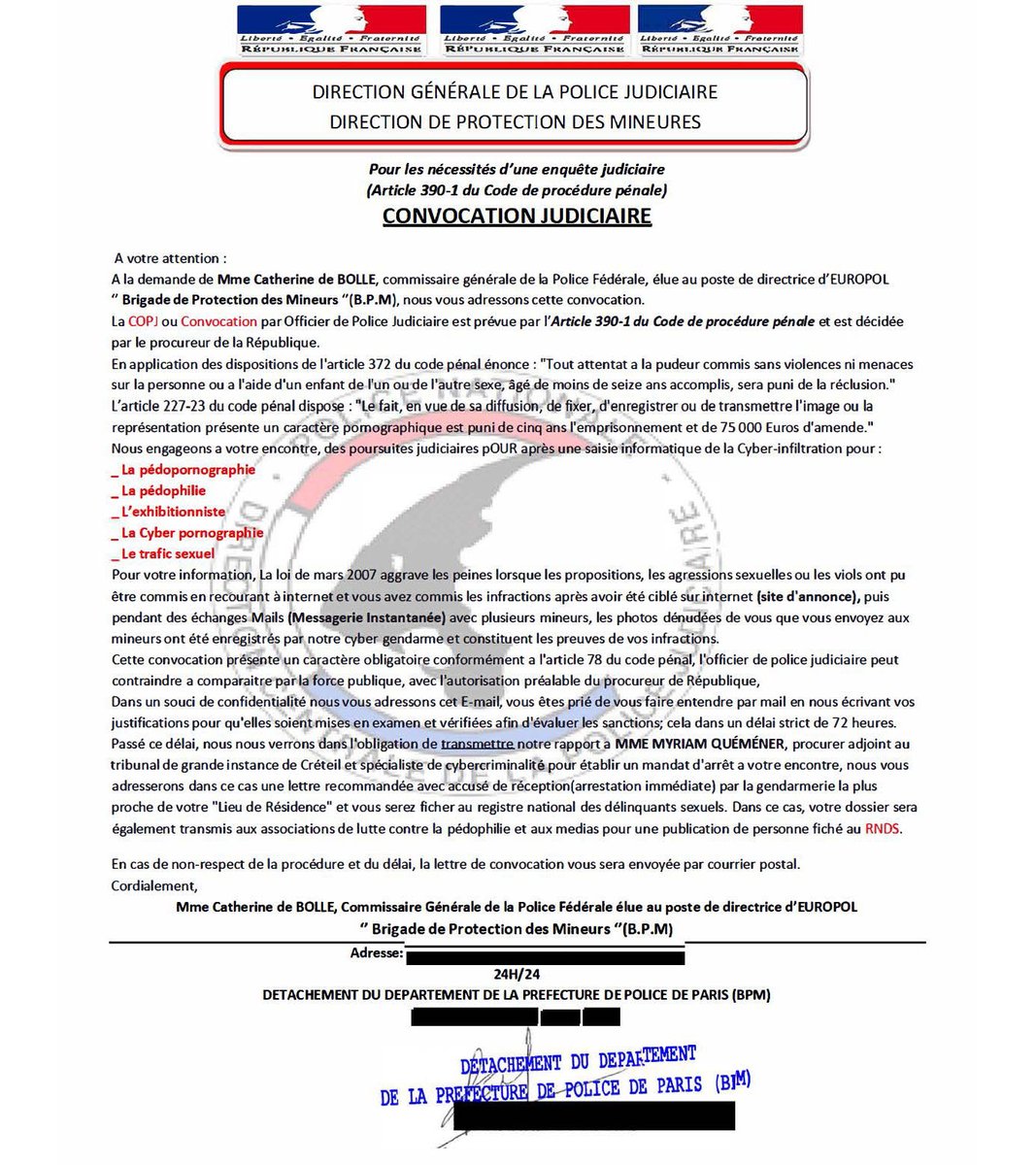 grcrcmppolice's tweet photo. 🚨 Alerte à la fraude : Courriels d'extorsion provenant supposément de services de police, comme la GRC et Europol, signalés à @antifraudecan. Il ne faut pas ouvrir de p.j. ni envoyer de l'argent pour éviter la prison. C'est une fraude. Info : https://t.co/FGYou6A7XL https://t.co/IlJmfTb1JH