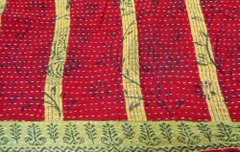 Vintage Dupatta Long Stole Cotton Cream Hand Embroidered Kantha Scarves SK45