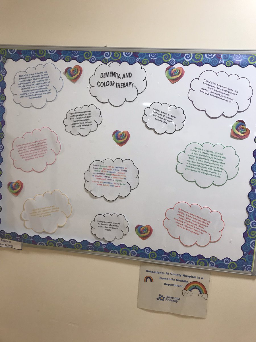 alisonrbrookes's tweet photo. Dementia &amp; Colour Therapy Display Board in Outpatients at #countyhospitalstafford #uhnm https://t.co/aXtXD5Ks75