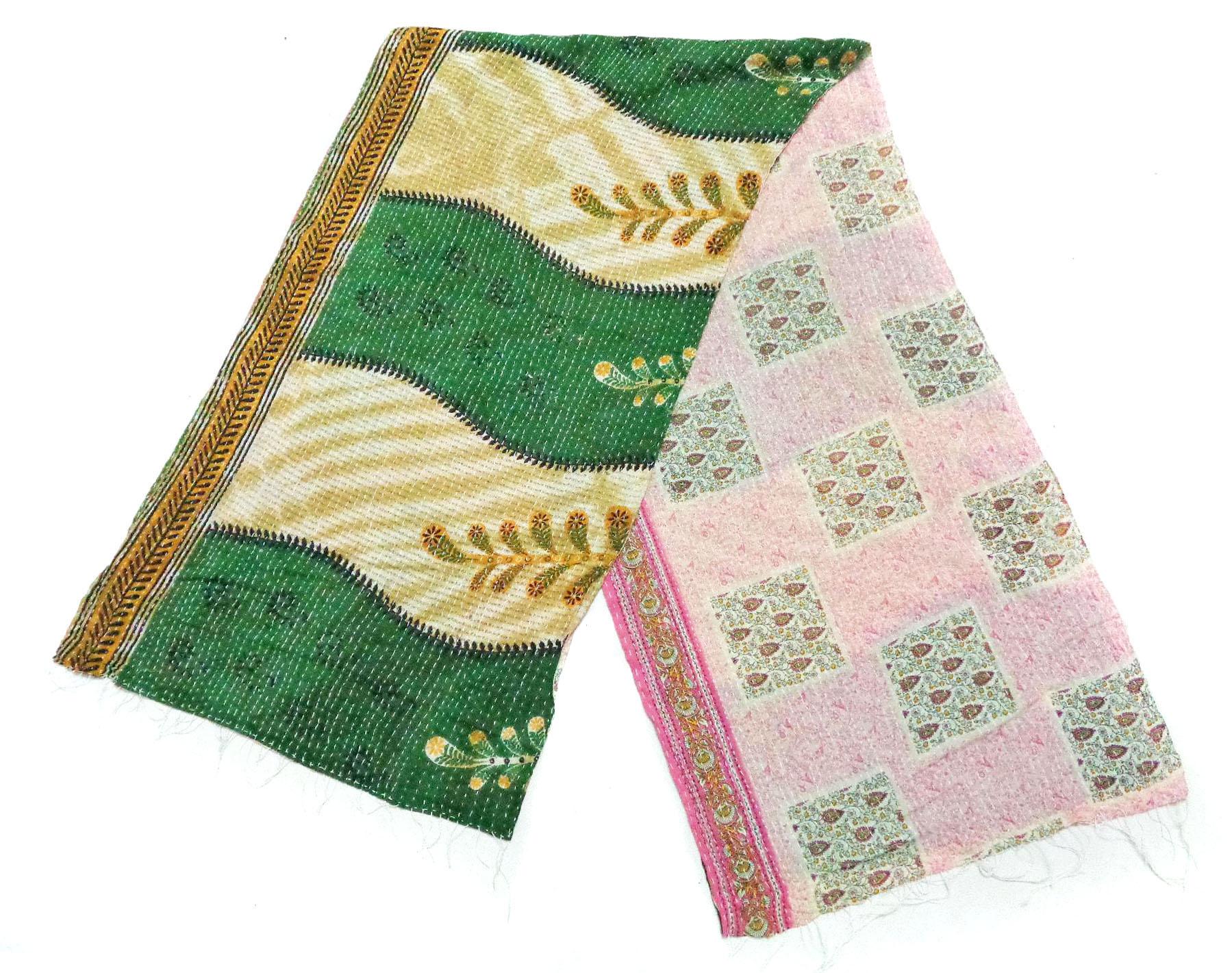 Indian Cotton Kantha Fashion Scarf Reversible Bohemian Handmade Veil Neck Wrap SK56