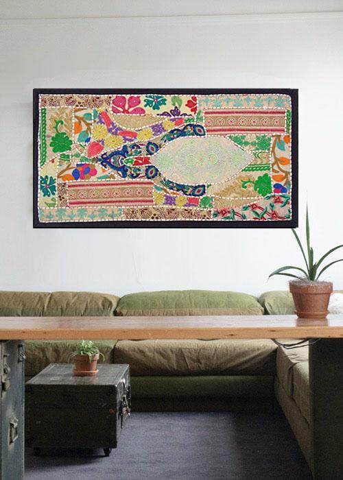 ASIAN WALL ART HOME DECOR RUNNER MODERN HANGING TAPESTRY RAJASTHAN EMBROIDERED TJ17