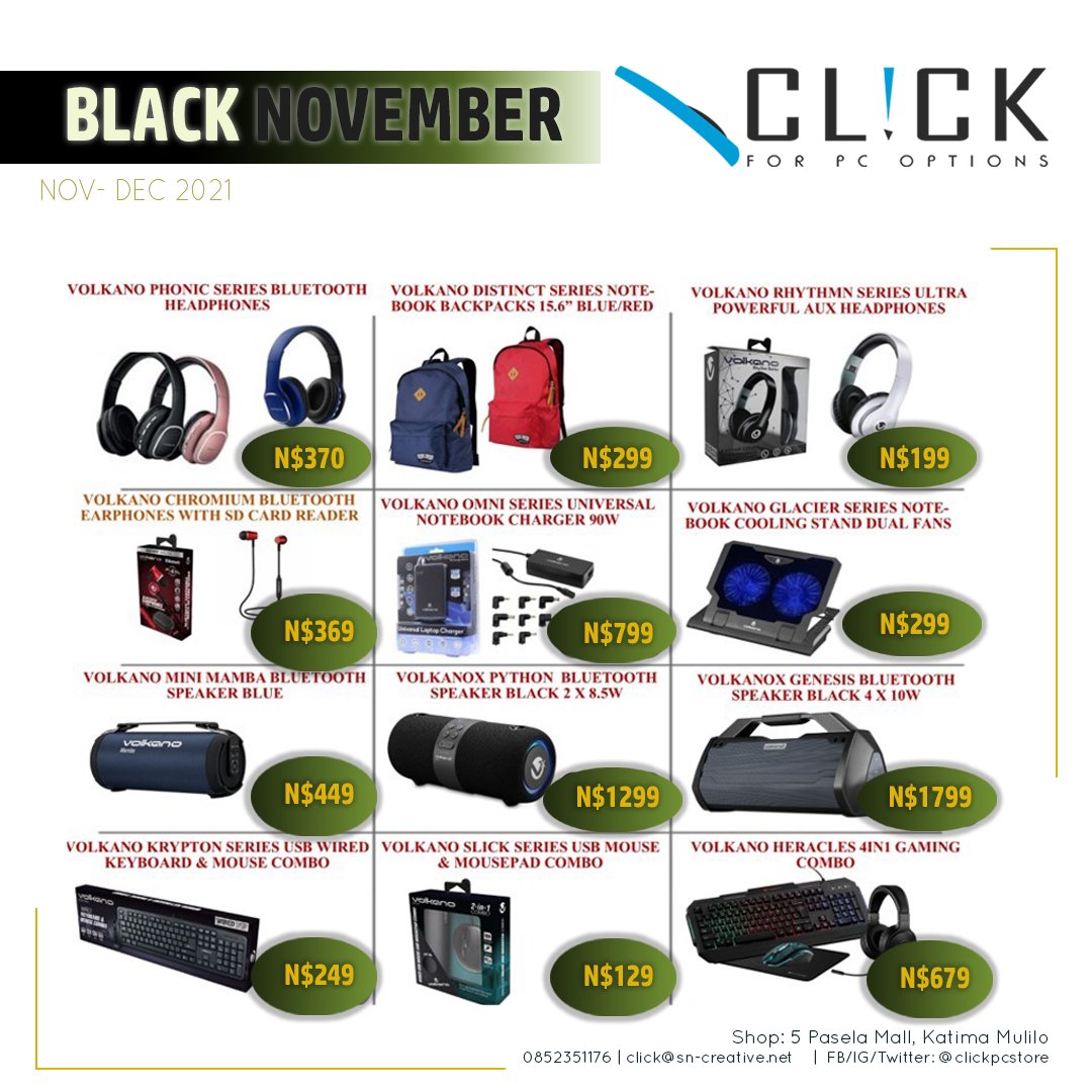 clickpcstore's tweet image. We have you covered for #BlackFriday with Quality products..
#KatimaMulilo #ClickPCStore #twitterKM