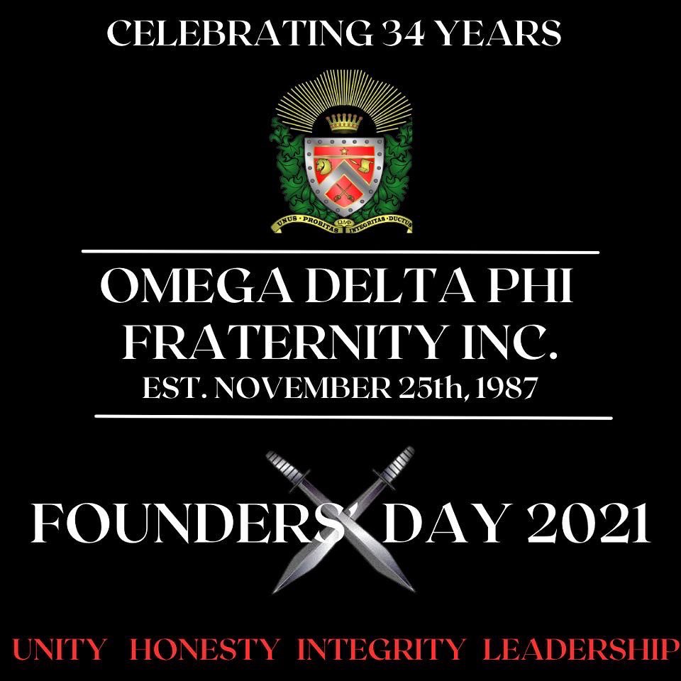34 years ago, 7 men came together to create the HYPEST and greatest fraternity in the nation! ⚔️ Today we give thanks to these men of vision for giving us the best brotherhood 🙏🏼 Happy Founders Day to every knight of Omega Delta Phi Fraternity, Inc! 🗣