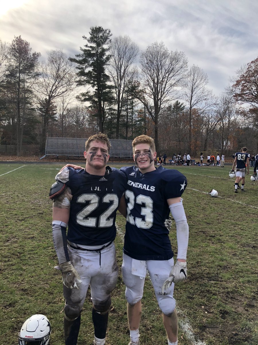 Twin brothers Chris and Luke Domoracki after Generals’ 33-14 win over Ipswich. Chris over 300 yards rushing and four touchdowns; Luke with some great D and a 95 yard pick 6 to seal victory