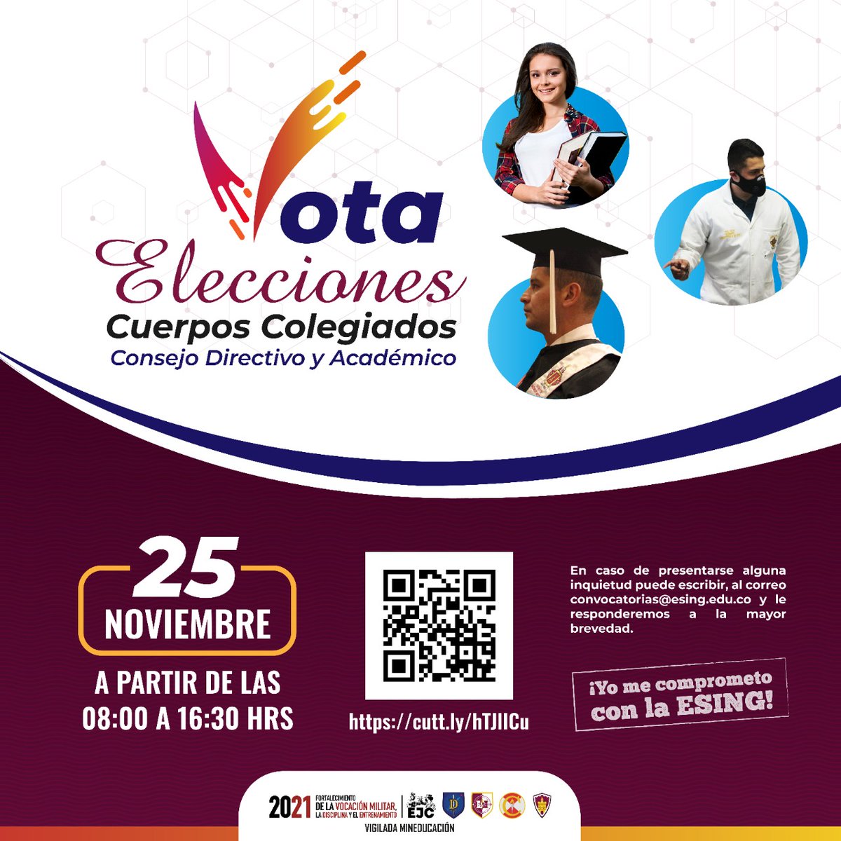 Ingenieros_EJC's tweet photo. 📣Estudiantes #ESING aún están a tiempo de
participar en el proceso de elección de representantes estudiantiles a través de la siguiente pagina 👉
https://t.co/QfLon8UILz
Las votaciones finalizan a las 4:30 p.m.
Las propuestas aquí
https://t.co/uTIkx3cX6g https://t.co/GYEgNvB8zf