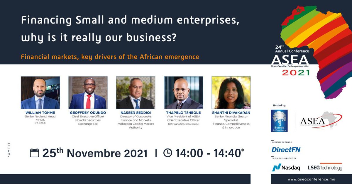 L'#AMMC représentée par <a href="/SeddiqiNasser/">Nasser Seddiqi</a>, Directeur des Opérations Financières et Marchés, a participé à la 24ème conférence annuelle de l’#ASEA lors d’un panel sur le financement des petites et moyennes entreprises.